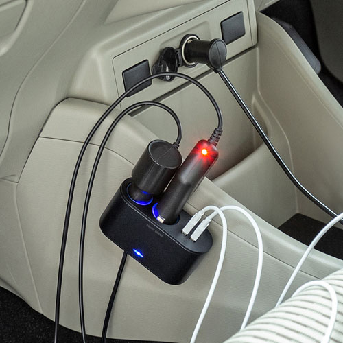 USBチャージャー(カーチャージャー・シガーソケット2連・USB2ポート・2