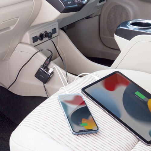 ソケット付きカーチャージャー（車載充電器・USB PD20W・Type-C・USB A・ケーブルタイプ・1.2m）