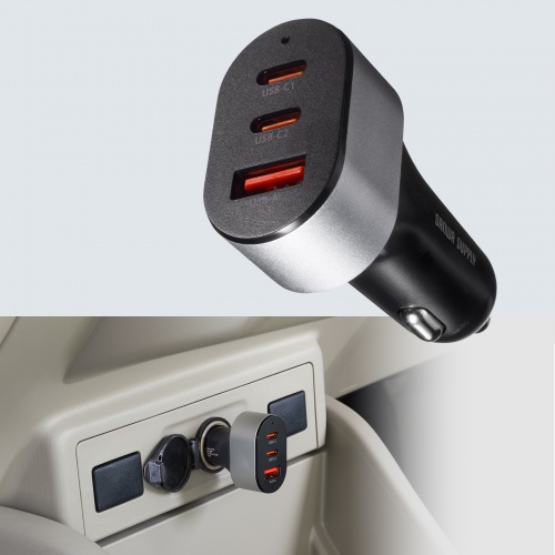 カーチャージャー（PD対応・最大67W・Type-C×3・USB-A×1・12V/24V車対応・スマホ・タブレット・ノートパソコン）
