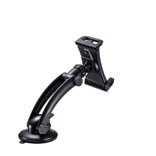 車載用タブレットホルダー（吸盤式・ダッシュボード取り付け・厚さ15㎜以下・ブラック）