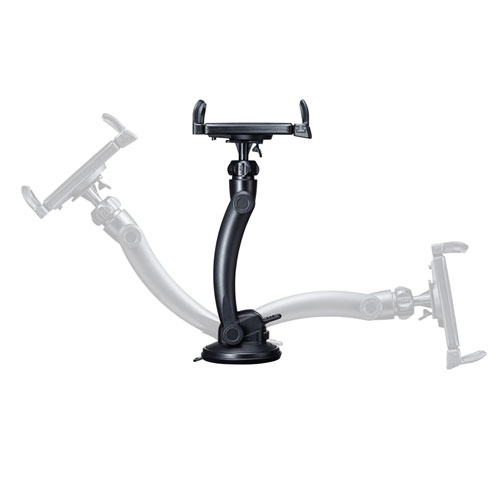 車載用タブレットホルダー（吸盤式・ダッシュボード取り付け・厚さ15㎜以下・ブラック）