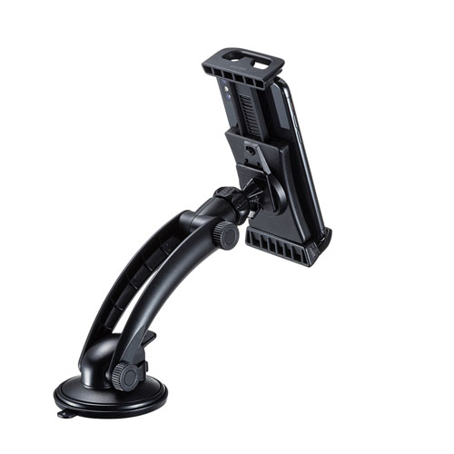 車載用タブレットホルダー（吸盤式・ダッシュボード取り付け・厚さ15㎜以下・ブラック）