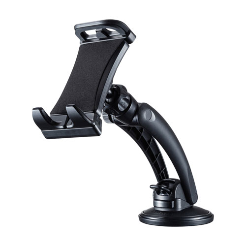 車載用タブレットホルダー（吸盤式・ダッシュボード取り付け・厚さ15㎜以下・ブラック）