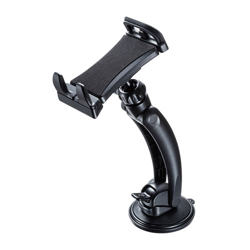 車載用タブレットホルダー（吸盤式・ダッシュボード取り付け・厚さ15㎜以下・ブラック）