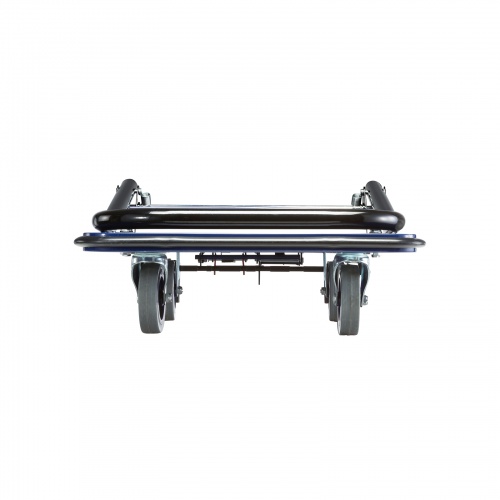 台車（ストッパー付き・ 折りたたみ・耐荷重150kg・滑り止め付き・スチール製・車載・傷防止ゴムラバー・荷崩れ防止プレート・倉庫・物流・業務用・ネイビー）