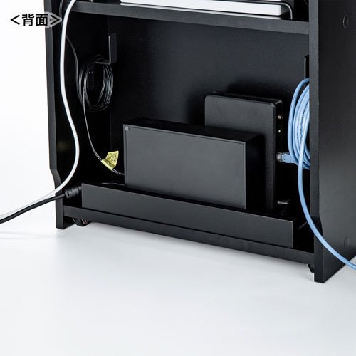 ケーブル＆タップ、ルーター収納ボックス（ブラック）