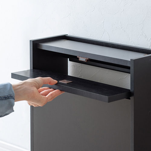 ケーブル＆タップ、ルーター収納ボックス（ブラック）