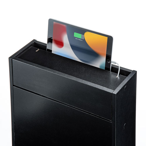 ケーブル＆タップ、ルーター収納ボックス（ブラック）