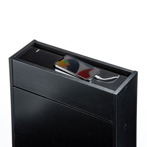 ケーブル＆タップ、ルーター収納ボックス（ブラック）