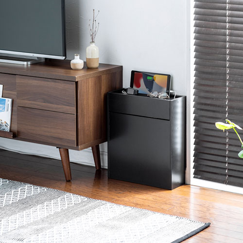 ケーブル＆タップ、ルーター収納ボックス（ブラック）