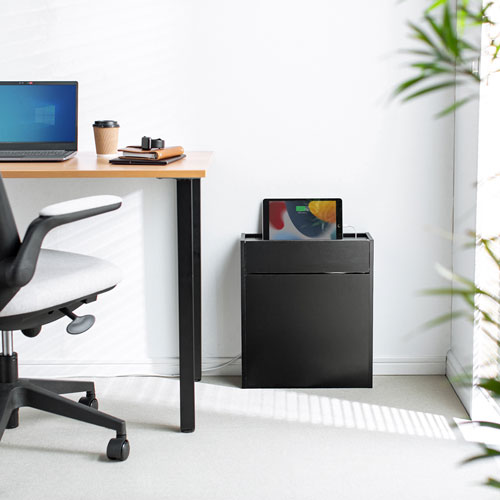 ケーブル＆タップ、ルーター収納ボックス（ブラック）