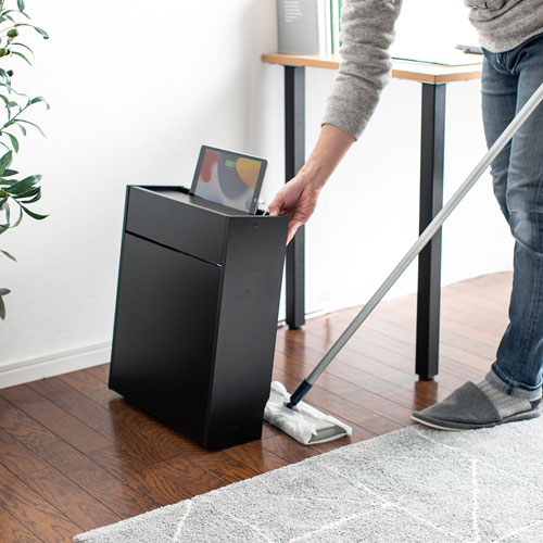 ケーブル＆タップ、ルーター収納ボックス（ブラック）