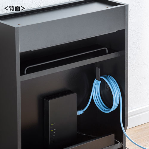 ケーブル＆タップ、ルーター収納ボックス（ブラック）