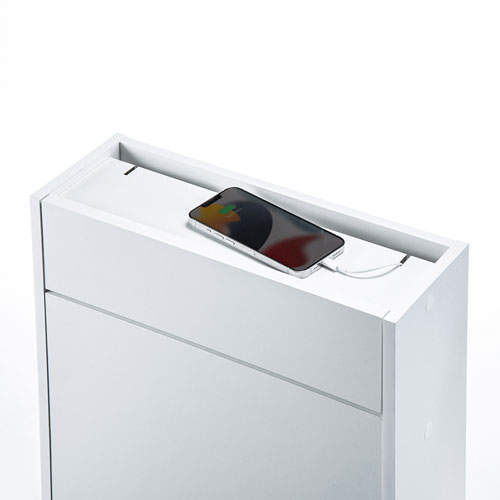 ケーブル＆タップ、ルーター収納ボックス（ホワイト）