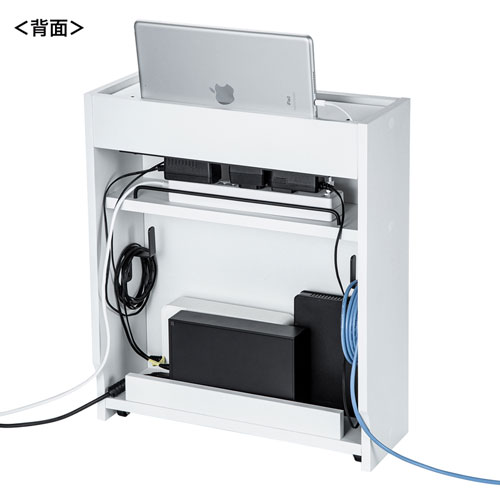 ケーブル＆タップ、ルーター収納ボックス（ホワイト）