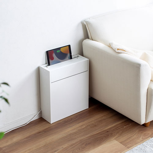 ケーブル＆タップ、ルーター収納ボックス（ホワイト）