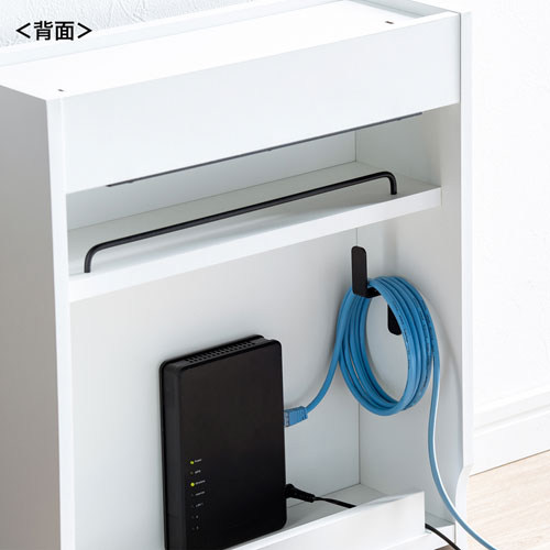 ケーブル＆タップ、ルーター収納ボックス（ホワイト）