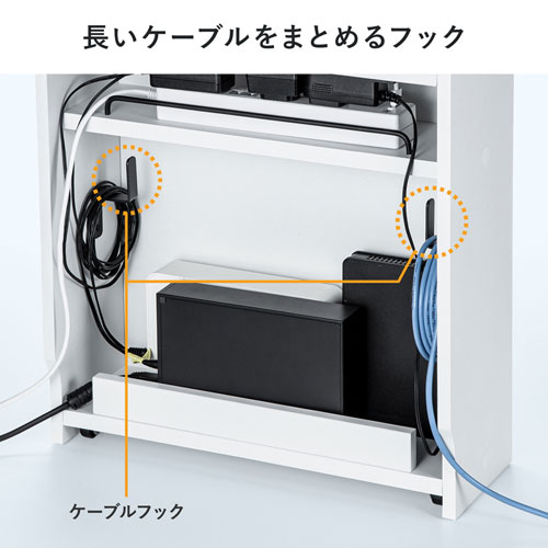 ケーブル＆タップ、ルーター収納ボックス（ホワイト）