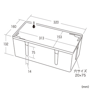 ケーブル＆タップ収納ボックス（Mサイズ・ブラック） CB-BOXP2BKN2 サンワサプライ