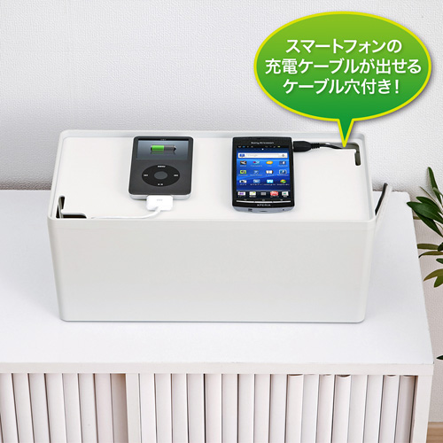 ケーブル＆タップ収納ボックス（Mサイズ・ホワイト） CB-BOXP2WN2 サンワサプライ