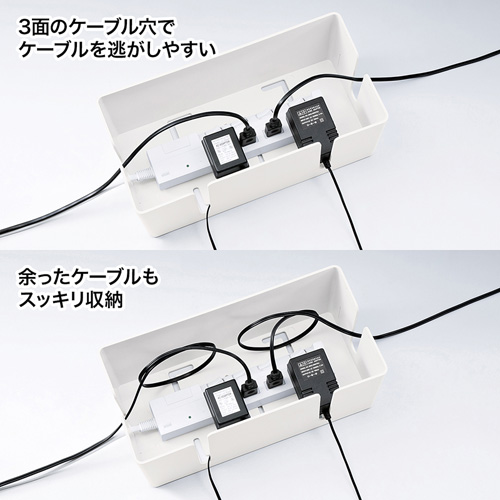 ケーブル＆タップ収納ボックス（Mサイズ・ホワイト） CB-BOXP2WN2 サンワサプライ