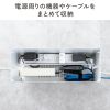 ケーブル収納ボックス（キャスター付き・スチール製・電源タップ収納・高さ調整棚板・デスク下・ホワイト）