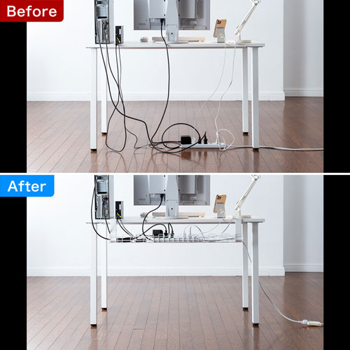 ケーブル配線トレー（ワイヤー Lサイズ 汎用タイプ ホワイト）