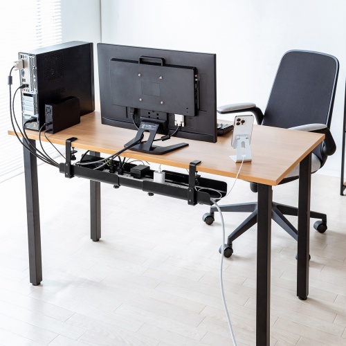 ケーブルトレー（クランプ式・横幅可変トレー・クランプ位置変更可能・ケーブルオーガナイザ・ブラック）CB-CT8BK