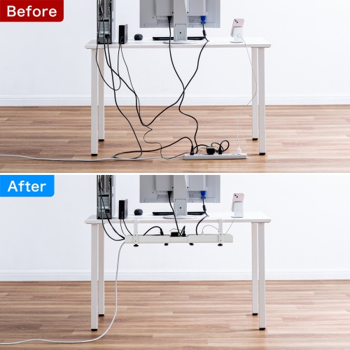 ケーブルトレー（クランプ式・横幅可変トレー・クランプ位置変更可能・ケーブルオーガナイザ・ホワイト）CB-CT8W