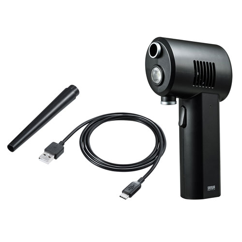 エアダスター（電動・充電式・LEDライトつき・逆さ噴射可能・おすすめ） CD-ADE1BK サンワサプライ