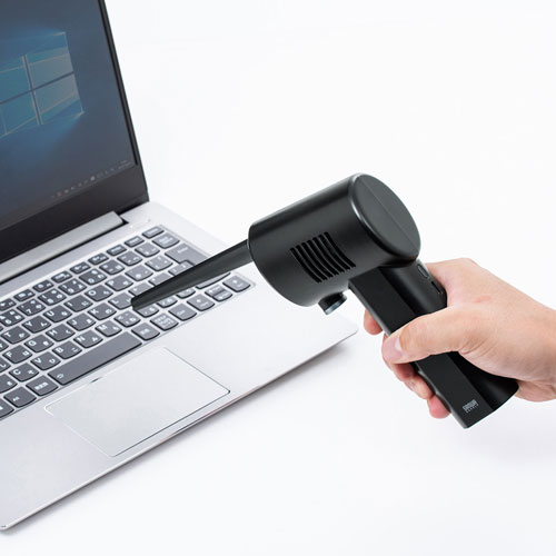 エアダスター（電動・充電式・LEDライトつき・逆さ噴射可能・おすすめ） CD-ADE1BK サンワサプライ