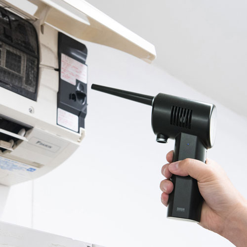 エアダスター（電動・充電式・LEDライトつき・逆さ噴射可能・おすすめ） CD-ADE1BK サンワサプライ
