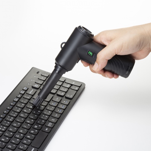 電動エアダスター（コンパクトタイプ・3段階風力・逆さ噴射可能・ガス不使用・連続使用約12分・ノズル3種付き・USB充電） CD-ADE5BK サンワサプライ