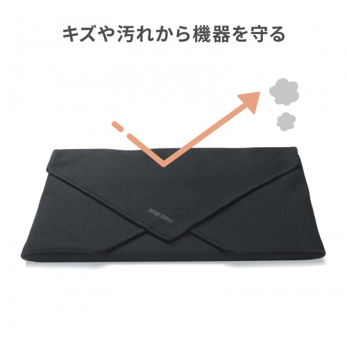 ガジェットクロス（ピタッとくっつく・マイクロファイバー・画面クリーニング・クリーニングクロス・持ち運び・キズ対策・Mサイズ・ブラック）
