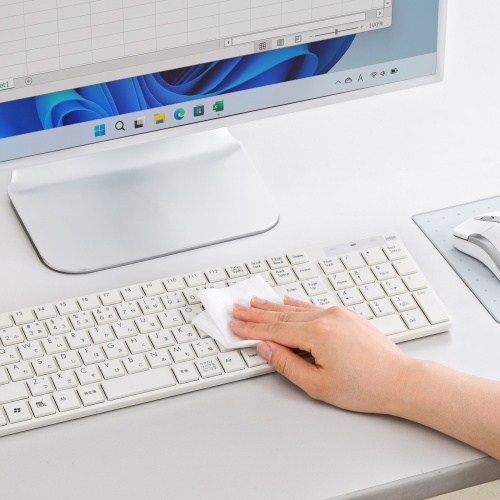 パソコン用ウェットティッシュ（100枚入り・除菌・消臭・帯電防止・電解アルカリイオン水）