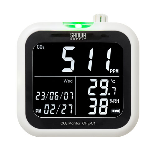 二酸化炭素測定器（温度・湿度計付き・学校・おすすめ） CHE-C1K サンワサプライ