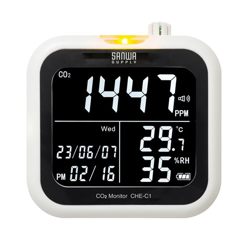 二酸化炭素測定器（温度・湿度計付き・学校・おすすめ） CHE-C1K サンワサプライ