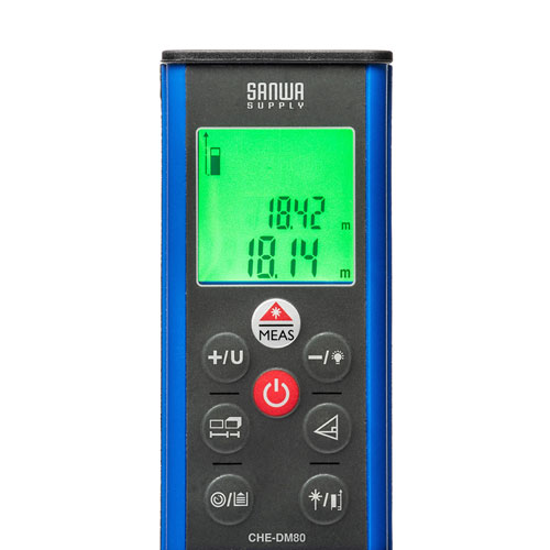 レーザー距離計(最大測定距離80m・面積・体積・辺・ピタゴラス・防塵・防滴・IP54)