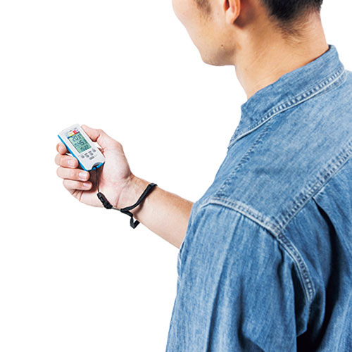 デジタル温湿度計(手持ち用・熱中症・インフルエンザ指数・紫外線指数・カレンダー機能・警告ブザー・LEDライト)