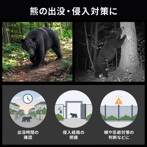 トレイルカメラ｜防犯・動物・熊・110°広角・夜間撮影・防水・省エネ