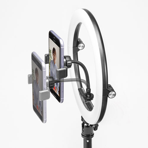 スタンド付きリングライト（WEBカメラ・スマホ取り付け可能・明るさ無段階調節・テレワーク・動画配信・折りたたみ・持ちはこび）