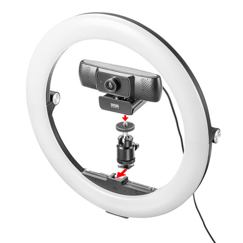 スタンド付きリングライト（WEBカメラ・スマホ取り付け可能・明るさ無段階調節・テレワーク・動画配信・折りたたみ・持ちはこび）