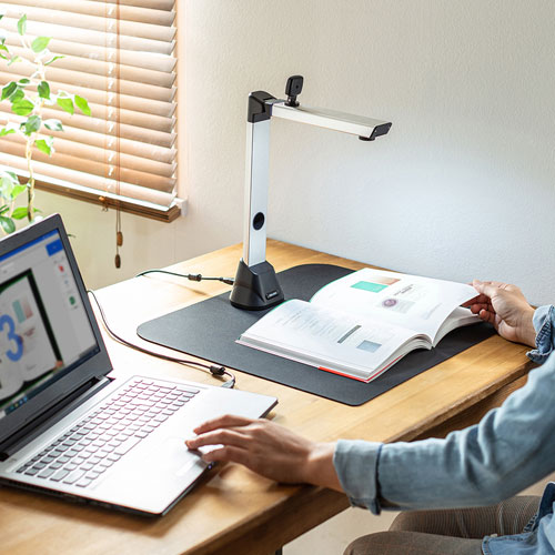 書画カメラ（USB接続・スタンドスキャナ型・500万画素・顔用カメラ付・固定フォーカス）