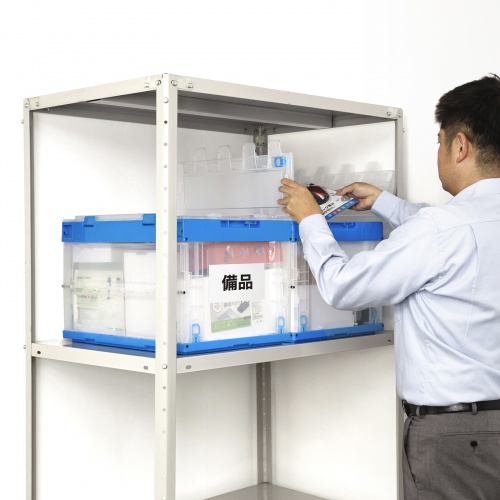 折りたたみコンテナ（50L・透明・ふた付き・総耐荷重45kg・スタッキング・シボ加工・ロック機能・大容量・収納ケース・ボックス・クリア）