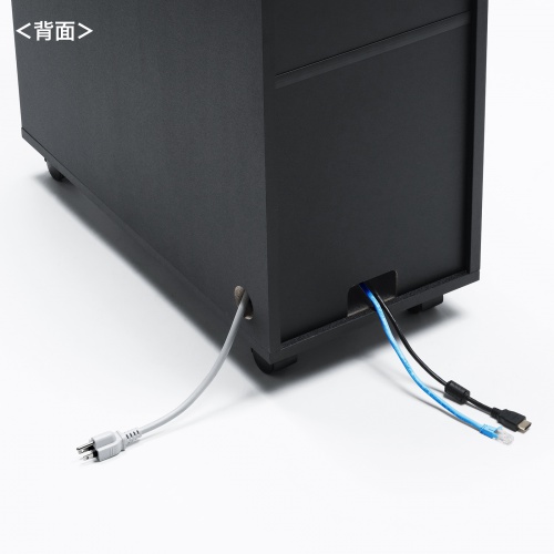 機器収納ボックス（木製・ケーブル口・キャスター付き・ブラック） CP-050BK サンワサプライ