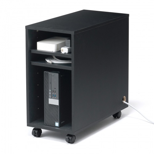 機器収納ボックス（木製・ケーブル口・キャスター付き・ブラック） CP-050BK サンワサプライ