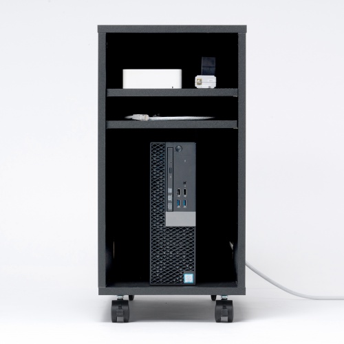 機器収納ボックス（木製・ケーブル口・キャスター付き・ブラック） CP-050BK サンワサプライ