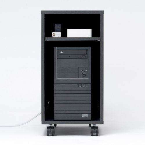 機器収納ボックス（木製・ケーブル口・キャスター付き・ブラック） CP-050BK サンワサプライ