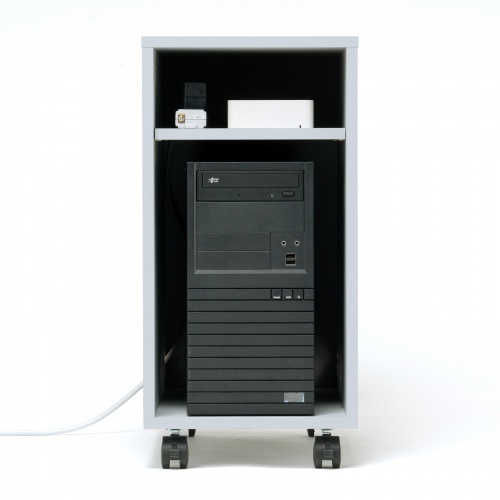 機器収納ボックス（木製・データセンター・ケーブル口・キャスター付き・ライトグレー） CP-050GY サンワサプライ