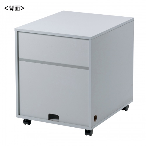 機器収納ボックス（木製・ケーブル口・キャスター付き・ライトグレー） CP-051GY サンワサプライ